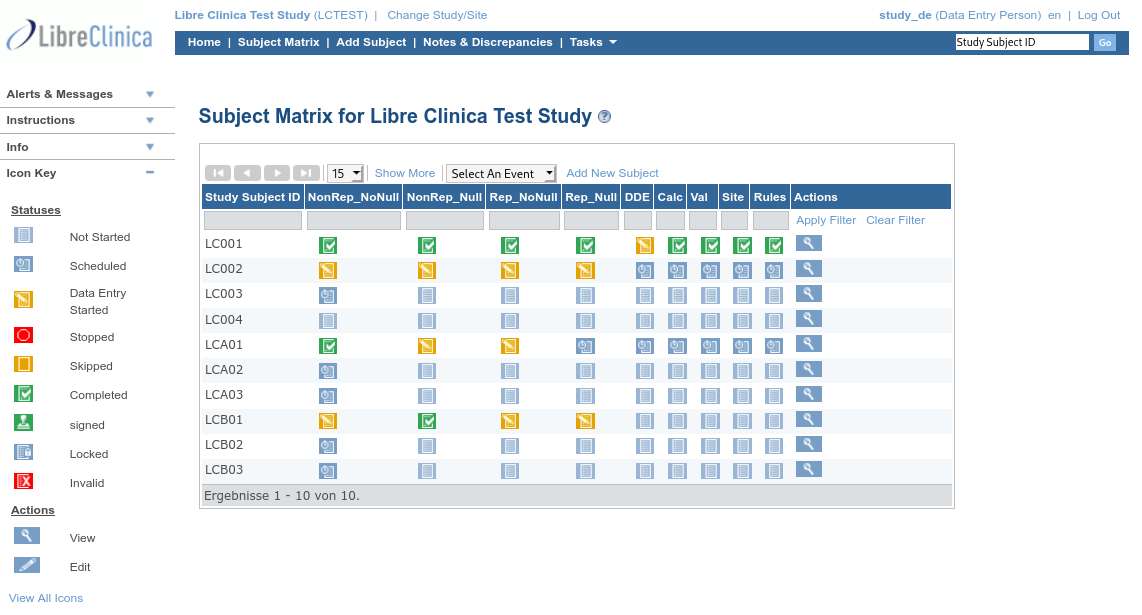 Screenshot of LibreClinica